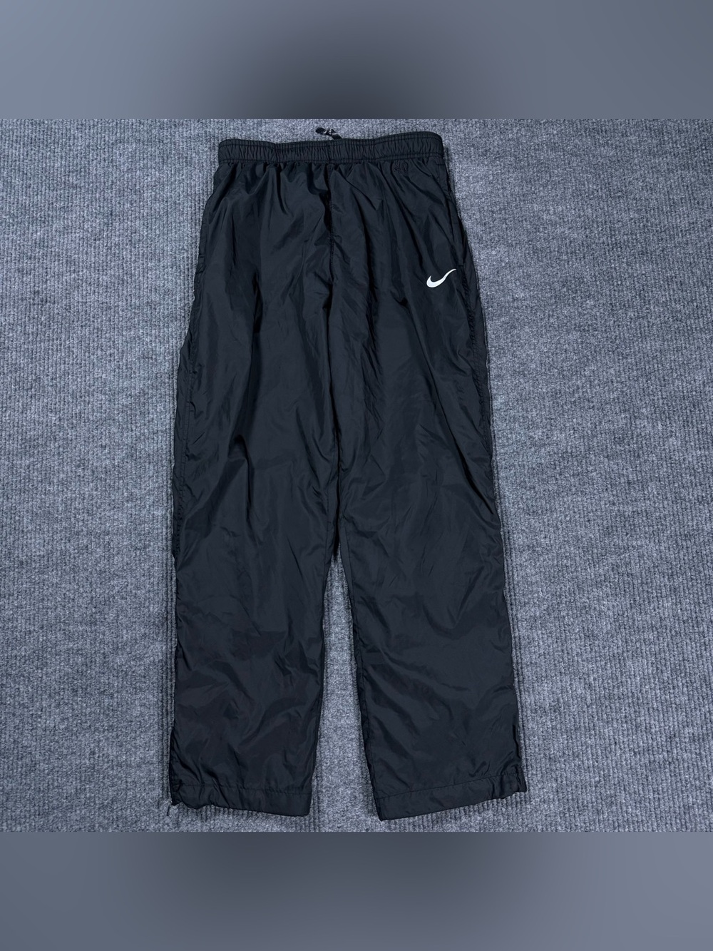 Nike Mens Black Mesh Lined Windbreaker Track Pants Ankle Zip Pockets Size L